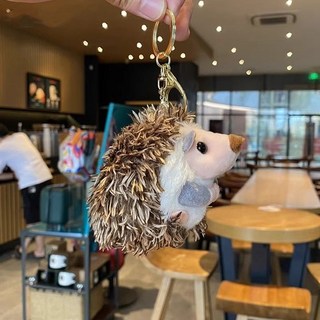 日系毛絨公仔可愛小刺蝟書包掛件汽車鑰匙扣玩偶掛飾品鑰匙鏈, 1個, 可愛小刺蝟