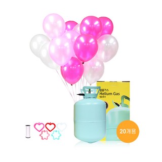 별이네파티 헬륨가스 20개용 +25cm 펄핑크톤풍선(30입)+컬링리본(1개)+무게추(1개) 세트, 1개
