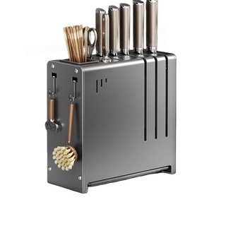 多功能不鏽鋼刀座 筷子筒廚房收納架, 槍灰色, 1個