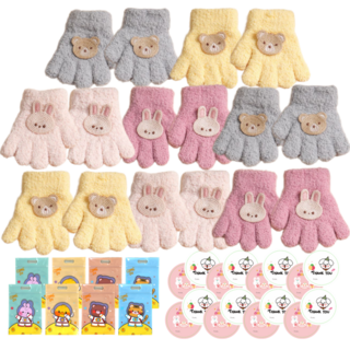 유아 장갑 어린이집 유치원 생일 답례품 선물 세트, 8개, 곰돌이 토끼