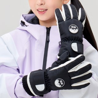 NY20 패밀리 주니어 어린이 학생 스마트터치 방수 겨울 방한 스키 보드 캠핑 장갑 NY-B2376, 블랙, 1개