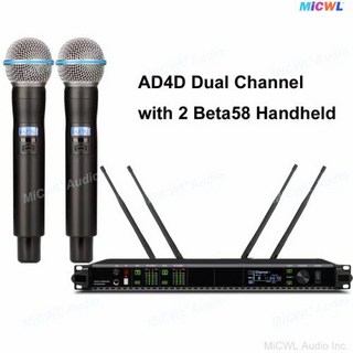 AMP 오리지널 공연 믹서 무선 노래방 마이크 음악 Beta58 무대 AD4D 듀얼 Axint 시스템 EM9000 라이브, 1) AD4D- Beta58 x2