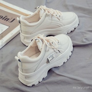 G 大尺碼女款厚底老爹鞋白色奶茶色厚底休閒鞋增高厚底小白鞋女運動休閒鞋YPGA