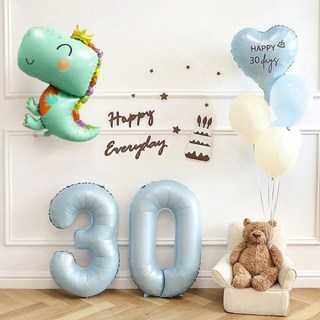 恐龍主題 生日氣球 套組 30歲 數字氣球 派對裝飾, 糖果藍數字120, 1套