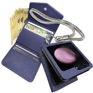 카투소 피에노부띠끄 핑거링 지폐수납 실버 숏 체인 스트랩 소가죽케이스 갤럭시Z플립케이스 Z플립케이스 갤럭시Z플립케이스 전기종제작