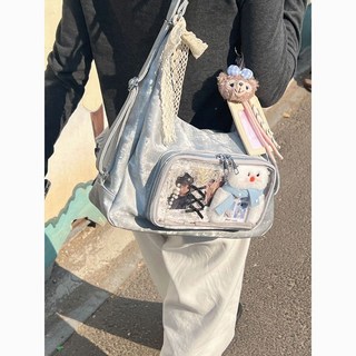 艾米兔女包2025新款百搭單肩痛包時尚洋氣小衆休閒雙肩包, 曙光銀（無配飾）