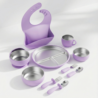루미베베 유아 식기 10종 세트 흡착 식판 이유식, 1세트, 퍼플