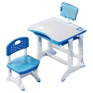 多功能升降兒童書桌椅組 加厚鋼材, 現貨 基本款藍色(升降桌+椅)