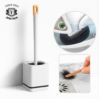 JVIM 집게달린 커브 변기솔 무타공 벽부탁 물빠 청소솔, 화이트, 1개