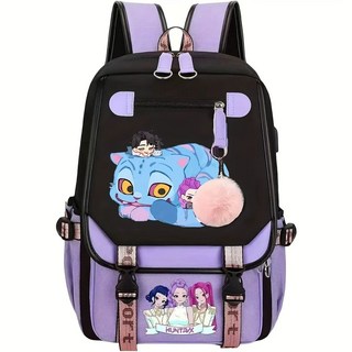 獵魔女團週邊印花兒童時尚背包大容量中國小休閒書包 YRF7, 紫色款式2