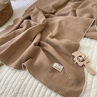 純棉雙層紗蓋毯 寶寶蓋毯 嬰兒蓋毯 嬰兒被 防踢被 I96006, 奶茶