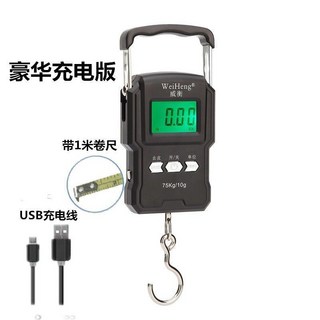 威衡家用手提電子秤，高精度行李秤帶捲尺，快遞買菜勾秤, 至尊版150斤【帶捲尺】充電款, 1個
