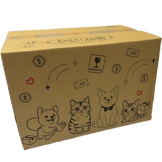 台灣製造三層瓦楞紙箱 禮品商品包裝紙盒, 彩繪毛孩版面, 20個