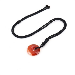 熱賣鏈天然水晶紫晶虎石平安扣黑繩鏈子可調節項鍊，時尚百搭，守護平安，展現個人品味, 紅瑪瑙, 1個