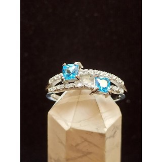 托帕石戒指 瑞士藍阿斯切方切925銀活圍戒指