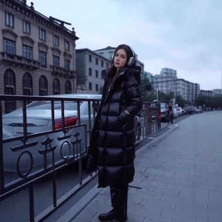 好評推薦保暖抗寒-30度北海道玩雪必備黑金鵝絨服高端加厚加長款情侶裝男女同款秋冬保暖過膝連帽羽絨服