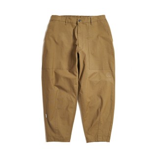 江戶勝 男款 括型繡花休閒錐形褲 (苔綠色)