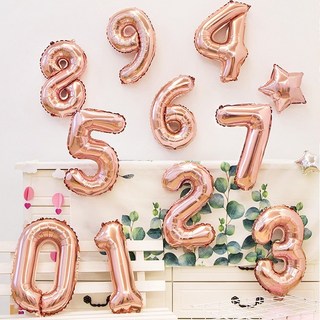 파티아일랜드 35cm 숫자 호일 풍선 로즈골드 파티용품 숫자풍선 16인치, 5