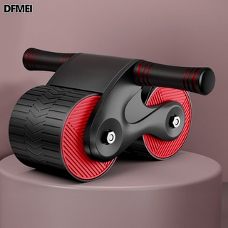 DFMEI 健腹輪自動回彈收腹練腹肌健身器材卷腹輔助神器男士家用滾輪腹部, 如圖, L型款【紅色】含跪墊