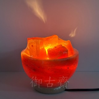 御古齋 喜馬拉雅山玫瑰鹽燈 聚寶盆 招財納福 淨化空氣, 玫瑰鹽燈15cm聚寶盆