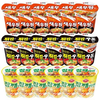 농심 새우탕 소컵 6개 + 오뚜기 참깨라면 소컵 6개 + 농심 튀김우동 소컵 6개, 1개