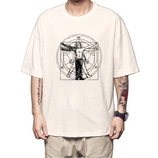 강철의 연금술사 굿즈 남녀공용 루즈핏 반팔 티셔츠 레오나르도 다빈치 철학 시사크