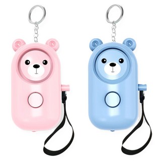 팝써스 곰돌이 모양 호신용 경보기 2개, 핑크블루