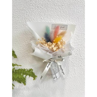 迷你花束 畢業花束 婚禮小物 生日送禮 乾燥花 畢業送禮 聖誕花束 母親節 禮物 花束, M(不含燈串、不含透明袋)