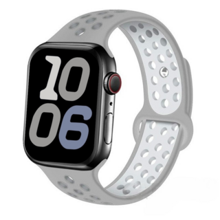 애플워치 호환 펀치 리버스 애슬리틱 실리콘 스트랩 11 10 9 8 7 3 울트라1/2/3 SE1/2/3, 실버/화이트