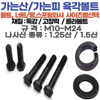 가는산 육각볼트 M10-20mm~M24-150mm 1.5산(피치)특강/고장력 특강평와샤 특강 스프링와샤 특강 육각너트1.25산~1.5산, 가는산육각볼트M10-25mm1.25산피치/특강고장력, 1개