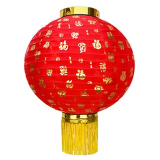 紅色福字燈籠, 14吋,百福圓燈籠