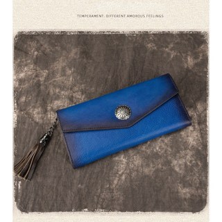 PQ60020歐美款女士手工皮夾/頭層牛皮/復古/彈力/耐拉/個性