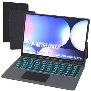 14.6인치 삼성 갤럭시 탭 S9 울트라/S8 울트라/S10 울트라 케이스 키보드 포함 - 터치패드가 있는 폴리오 태블릿 북 커버 - 7가지 색상 백라이트 키보드 케이스 S 펜, 14.6인치 삼성 갤럭시 탭 S9 울트라/S8 울트라/, 1개