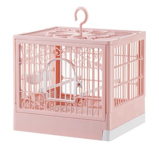 鳥籠 外帶觀賞籠大空間透氣遛鳥神器外出籠寵物用品鸚鵡別墅籠, 1個, 粉白色:28*25*32cm