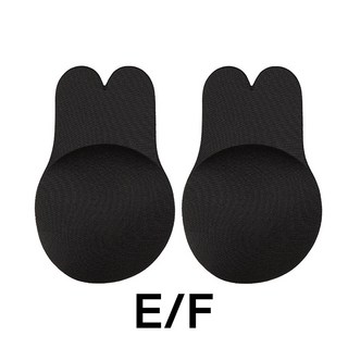 兔耳朵提拉胸貼 - 隱形無痕可剪裁乳貼 防凸點乳頭貼 提拉集中隱形Nubra (台灣出貨), 1個, 拉提胸貼【黑】E/F罩杯