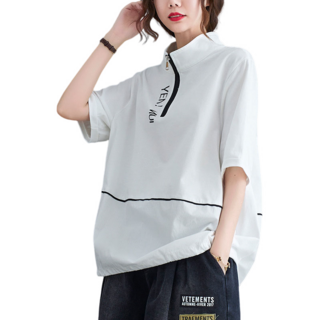 여름 루즈핏 빅사이즈 레터링 프린트 여성용 반팔 티