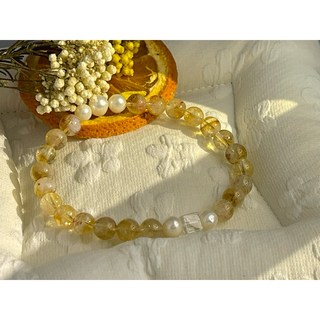 小蒔光《柔光引財》黃塔晶淡水珍珠氣質手串 簡約時尚設計