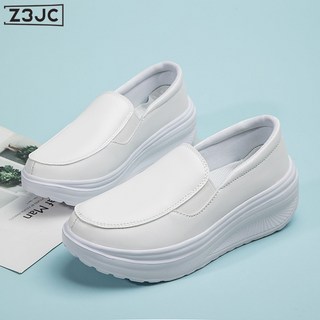 Z3JC 新款MD底搖搖鞋白色運動鞋護士女鞋厚底坡跟鬆糕鞋女單鞋