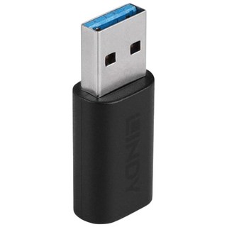 LINDY USB 轉 TYPE-C 轉接頭 USB 3.2 GEN2 TYPE-A/公 TO C/母 轉接器 高速傳輸, 黑色, 1個, 24.4mm