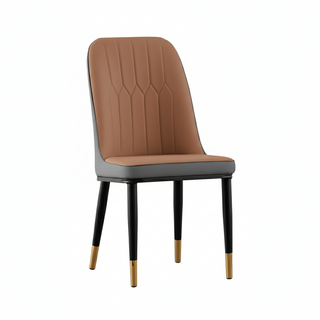 好的家居 北歐皮革撞色餐椅 椅子 餐椅 休閒椅 麻將椅 北歐風椅子 靠背椅子 辦公椅 辦公椅子 餐桌椅, 淺咖啡+灰(拼色), 1件