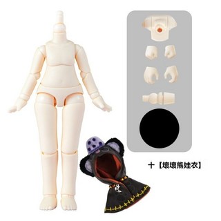 ob11 素體二代 特裝修長體 粘土人 關節可動 bjd娃娃人體, 1個, 修長素體超白特裝款+壞壞熊娃衣贈送隨機娃