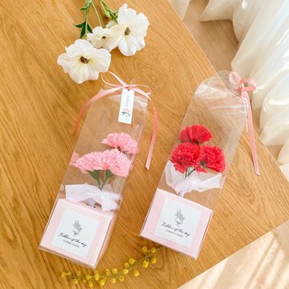 어버이날 비누꽃 캐리어 카네이션 3송이, 1개, 레드