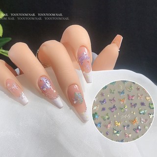 立體浮雕指甲貼紙 ins愛心山茶花美甲貼紙 花草立體貼紙 背膠美甲貼紙, 1個, 極光蝴蝶立體貼