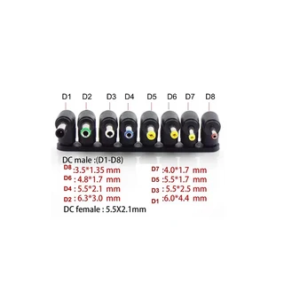 8PCS AC DC 잭 어댑터 범용 플러그 5.5MM x 4.0MM 1.7MM 6.3MM 1.35MM 여성 마이크로 USB 커넥터, 02 Model C