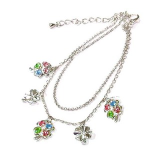 繽紛多彩水鑽幸運草腳鍊