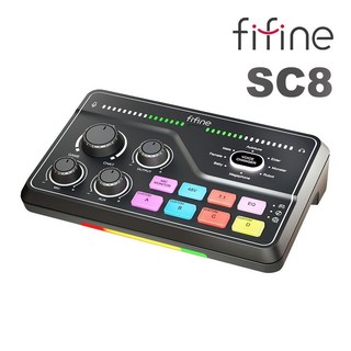 FIFINE SC8 混音器 USB 直播聲卡│支援手機電腦模式│7.1聲道│麥克風切換, 1個