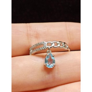 925銀 托帕石 吊墜戒指 活圍設計 天空藍