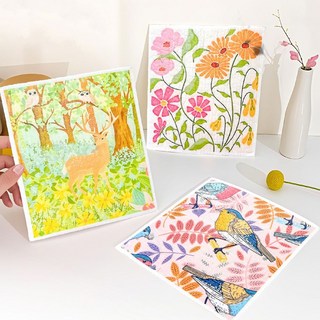 이지몰 친환경 셀룰로오스 숲속 감성 수세미 행주 3P, 1세트, 혼합색상