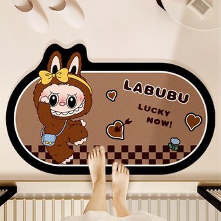 DEEPSUN 라부부 두꺼운 규조토 매트 주방 욕실 현관전용, 브라운A, 1개