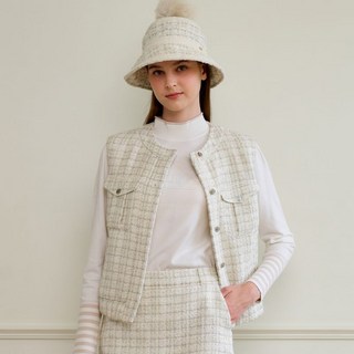 엘르골프 여성 트위드 베스트 6J61402